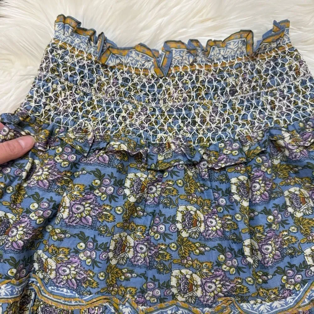 [Jennifer & Grace] Floral Skirt with Smocked Waist - Size Medium